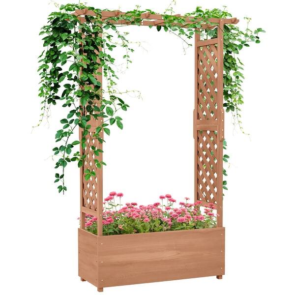 Raised Garden Bed with Arch Trellis for Vine Climbing Plants, 70.75